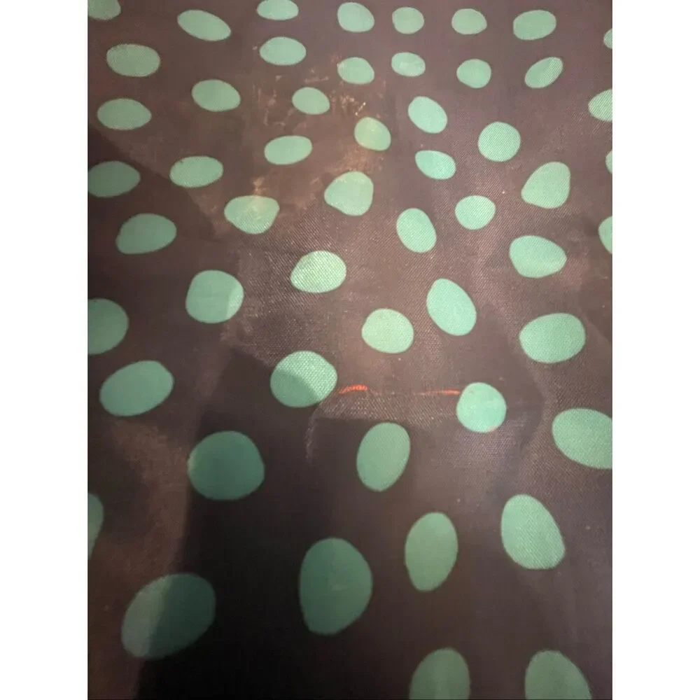 Thirty-One blue green polka dot drawstring backpack bag 1 zipper pocket